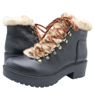 American Eagle Faux Fur solid combat boots